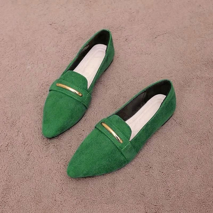 Green Pointed-Toe Flat Loafers pair view
