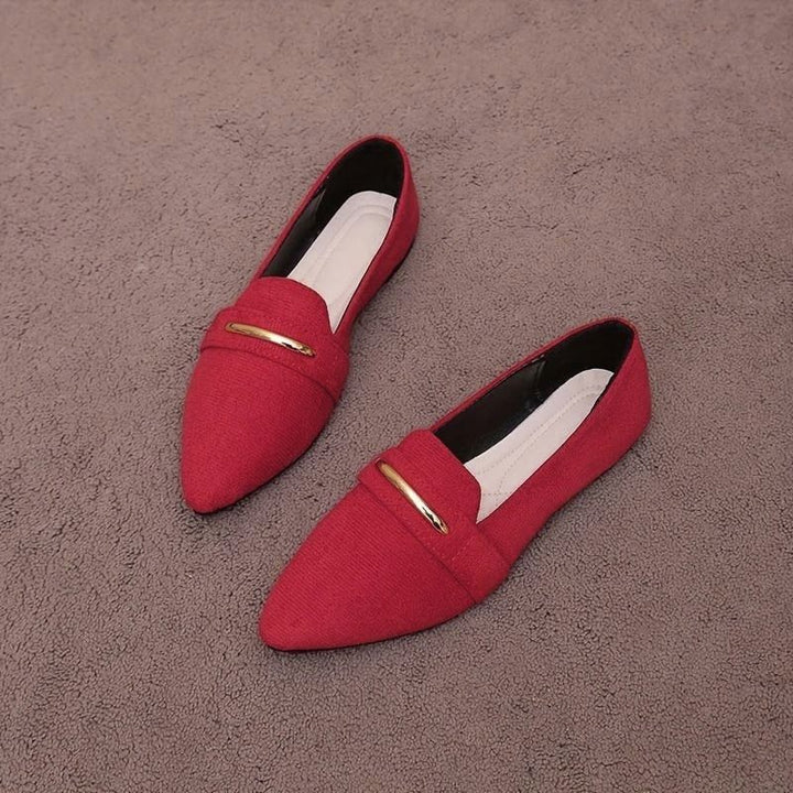 Red Pointed-Toe Flat Loafers pair view