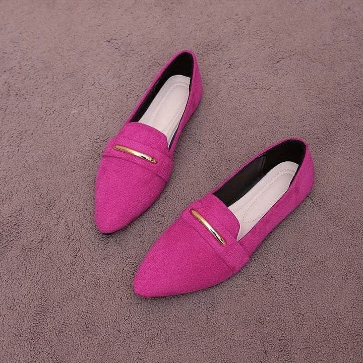 Pink Pointed-Toe Flat Loafers pair view