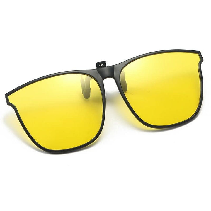 Polarized Clip-On Sunglasses worn over glasses lifestyle