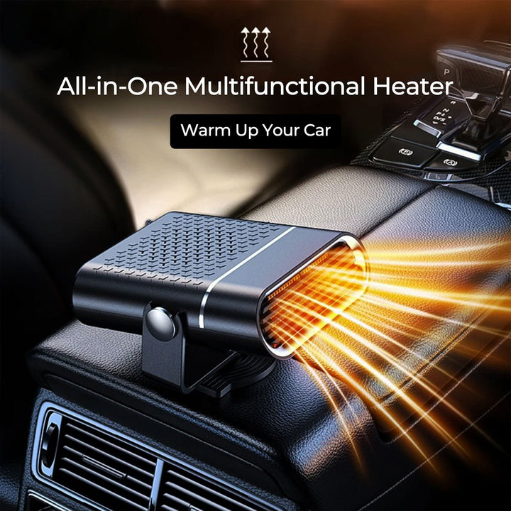 Portable car heater mounted on a dashboard vent