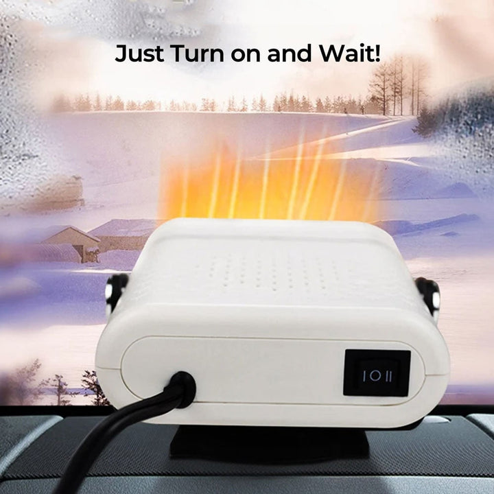 White portable car heater in operation