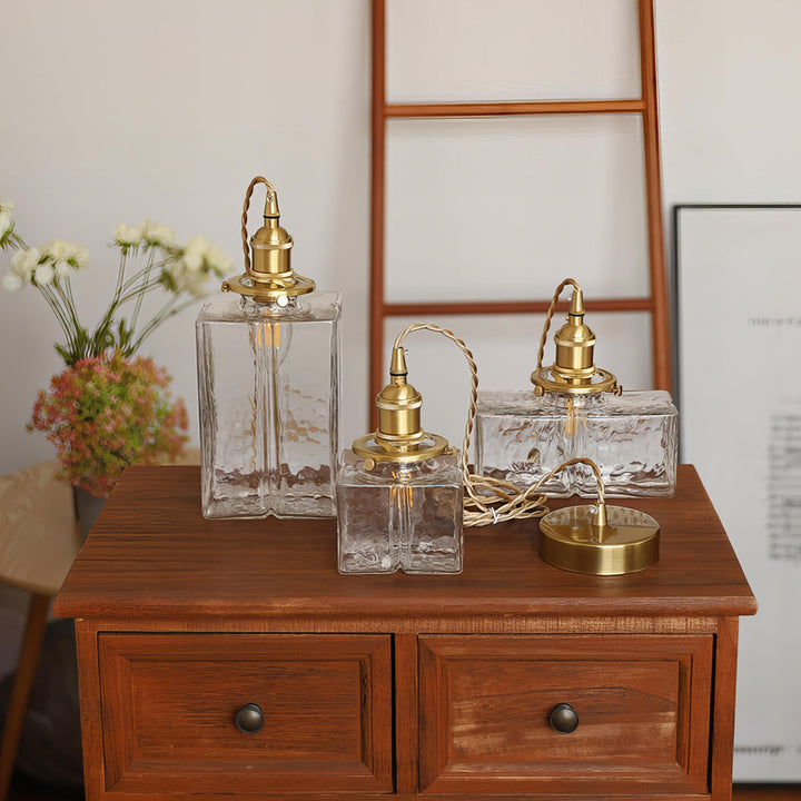 Retro Savoy Glass Pendant Light: Textured Sculptural Forms & Brass Finish for Modern Interiors