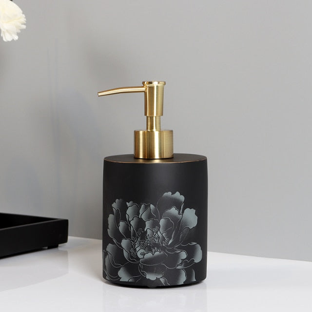 Black Peony Resin Bathroom Set full collection