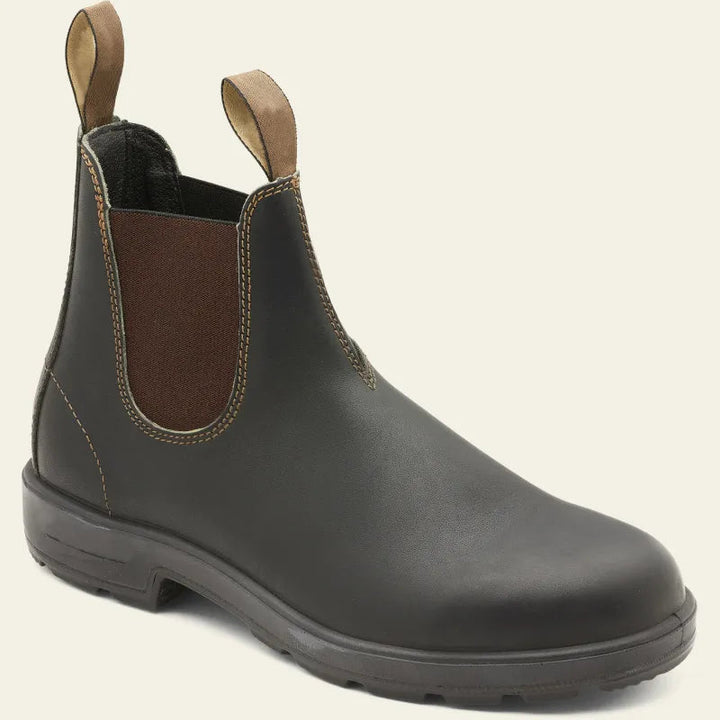 Coffee Pull-Tab Chelsea Boots side view