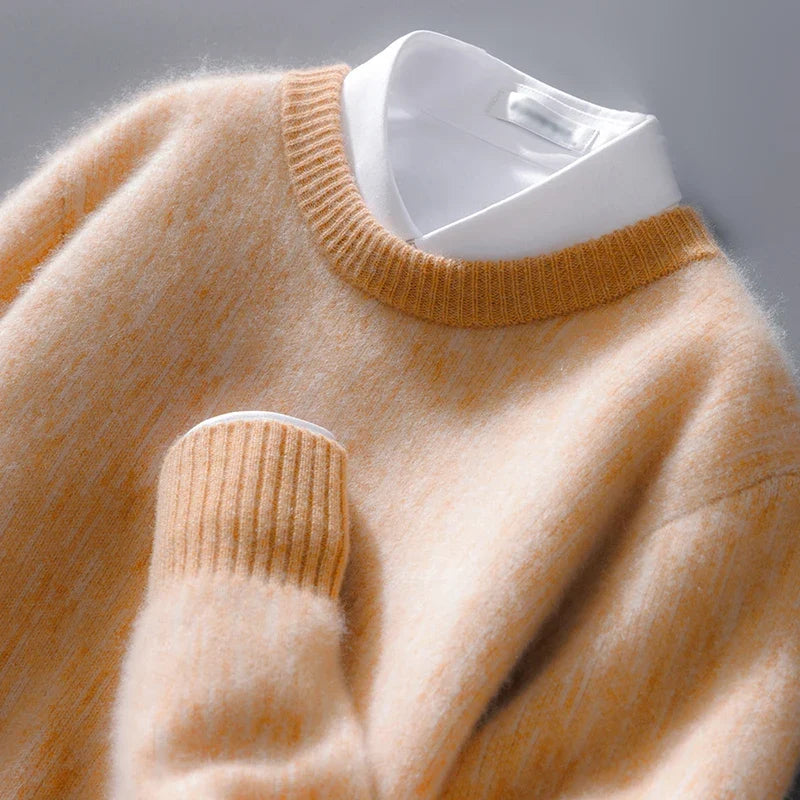 Gray Pure Cashmere Knit Sweater front view