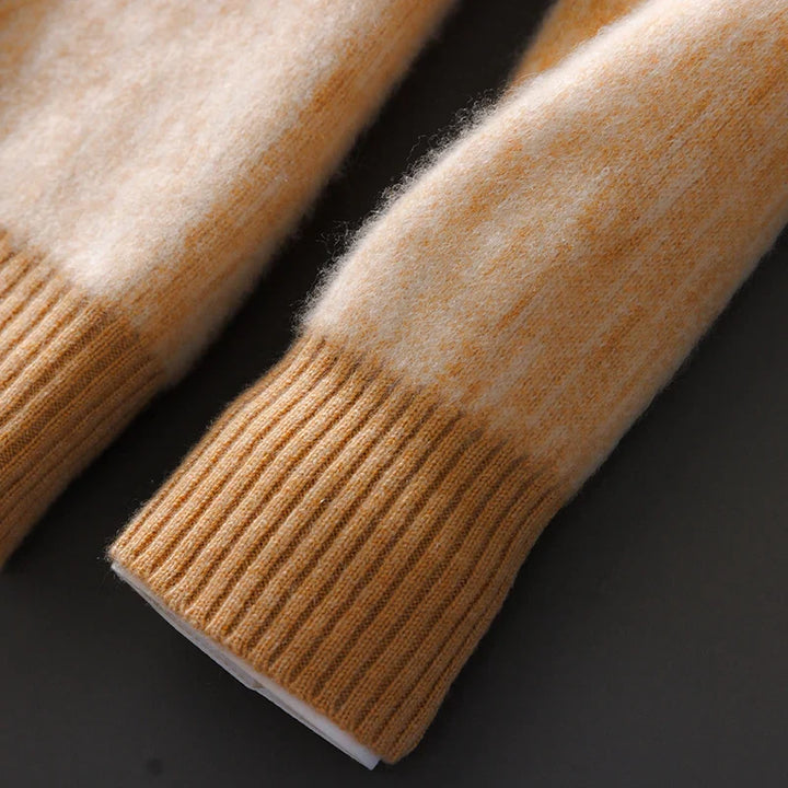 Yellow Brown Pure Cashmere Knit Sweater front view