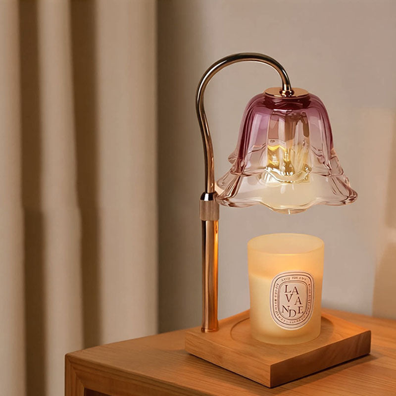 Purple Glass Wax Warmer Lamp bedside lifestyle