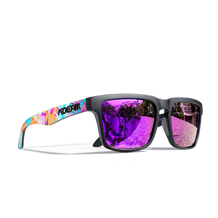 Purple Wide-View Square Sport Sunglasses front view