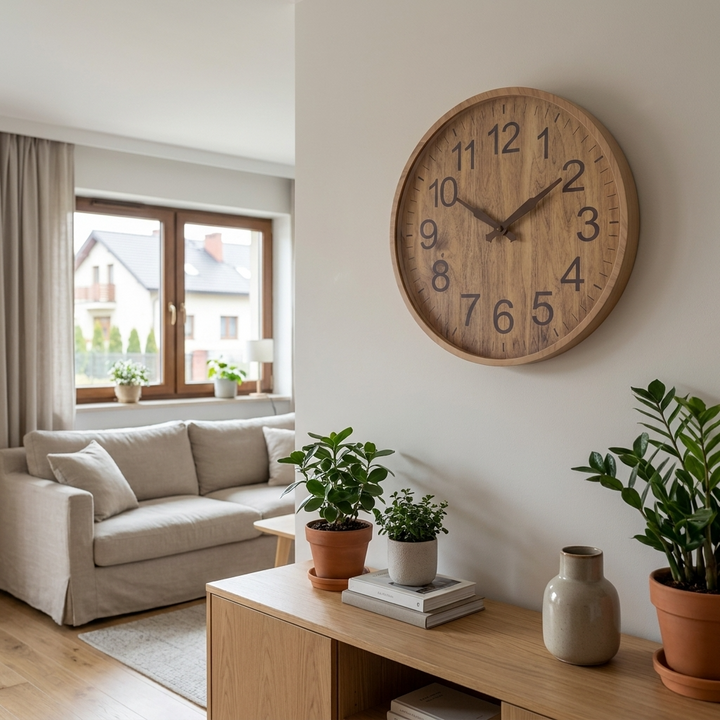 Large Digit Wooden Wall Clock