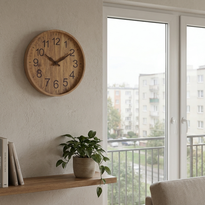 Large Digit Wooden Wall Clock