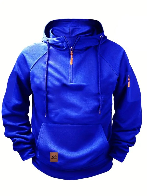 Blue Quarter Zip Pullover Hoodie