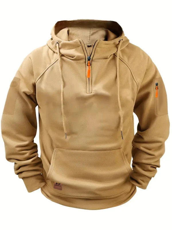 Khaki Quarter Zip Pullover Hoodie