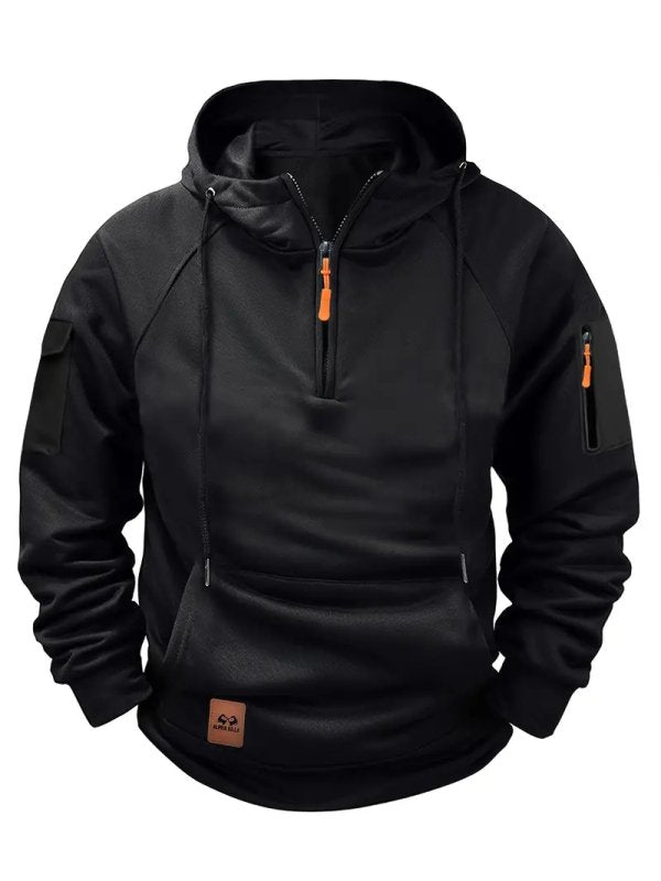 Black Quarter Zip Pullover Hoodie