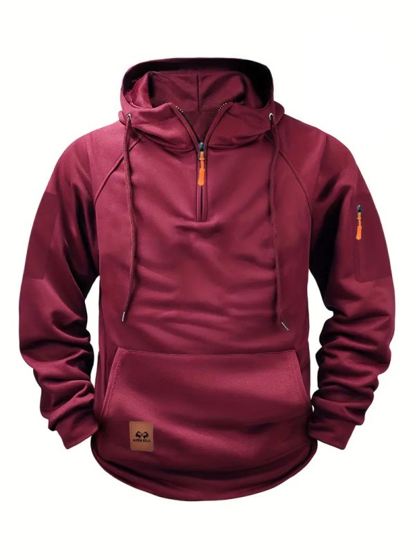 Red Quarter Zip Pullover Hoodie