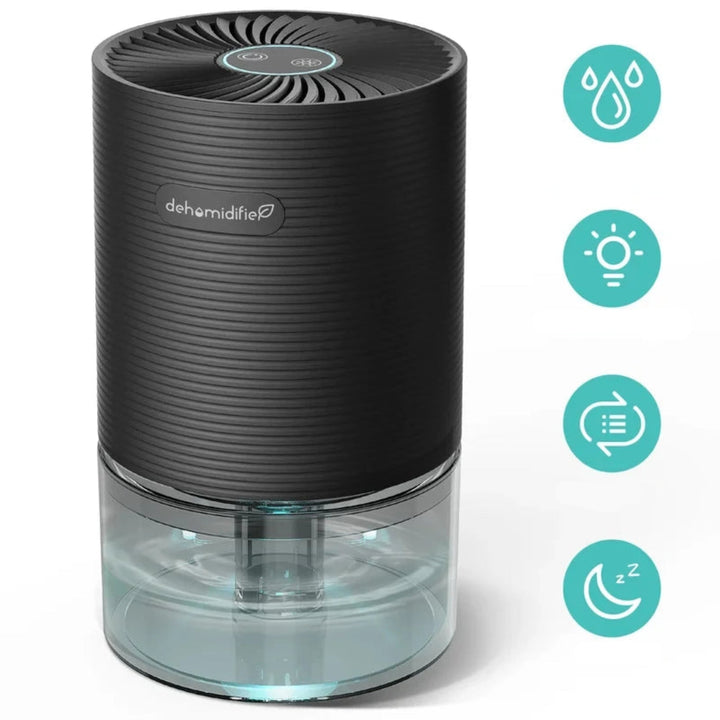 Black Quiet Mini Dehumidifier features overview