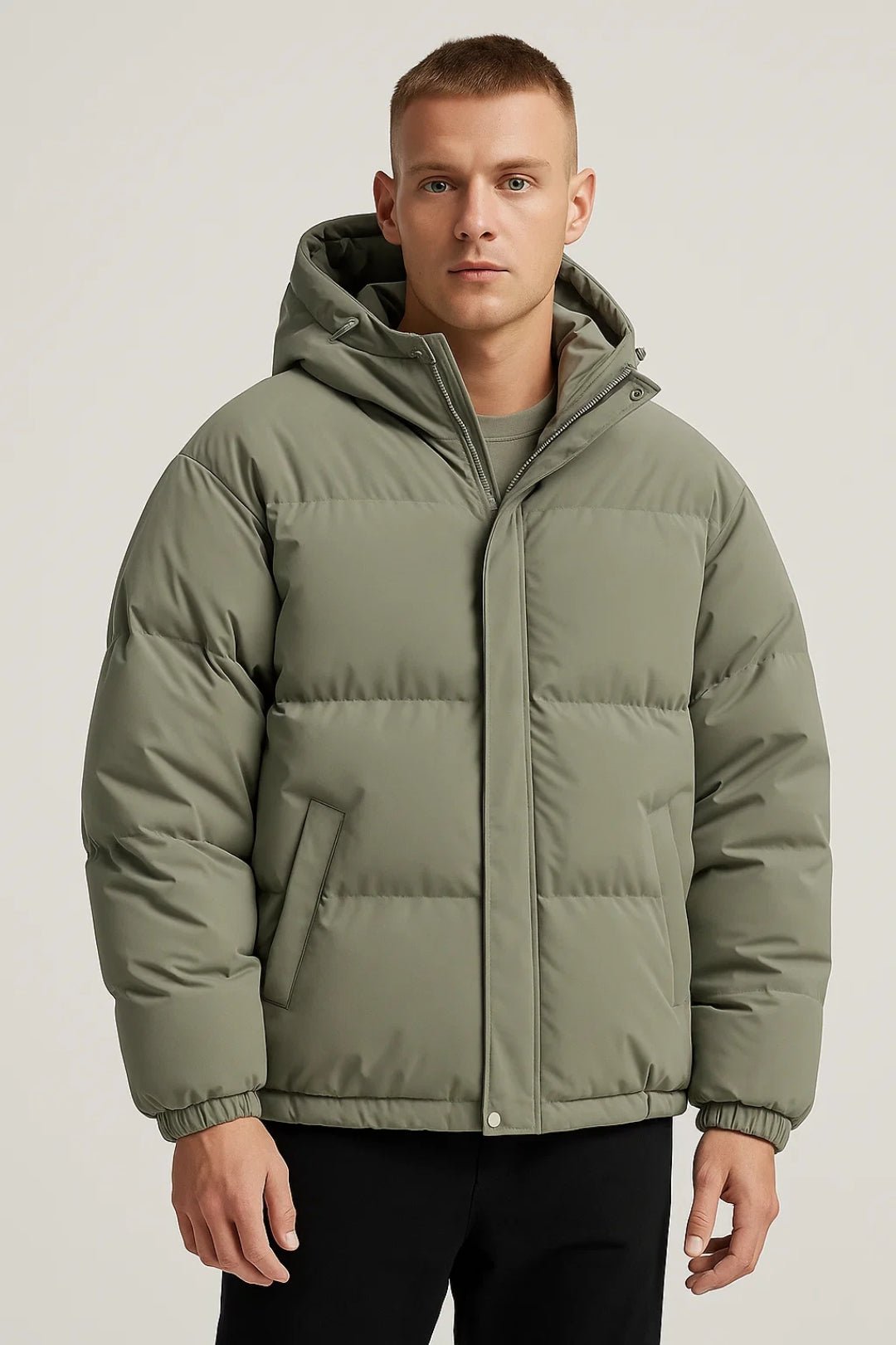 Green Quilted Hooded Puffer Jacket