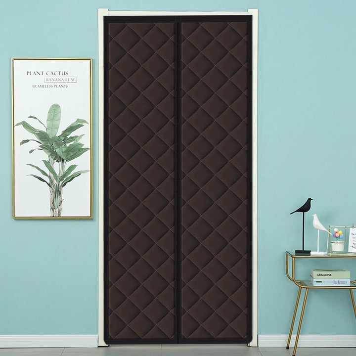 Quilted Magnetic Door Insulation Curtain in use at a doorway