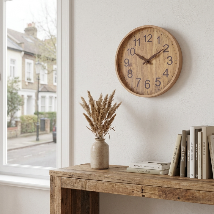 Large Digit Wooden Wall Clock