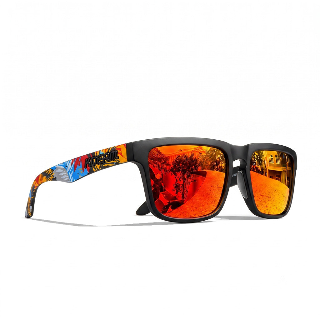Red Wide-View Square Sport Sunglasses detail view
