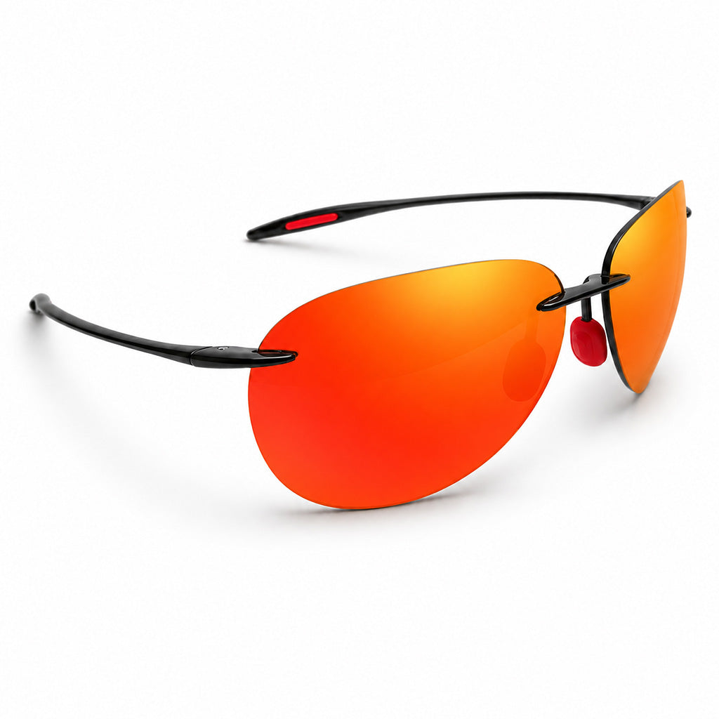 Red Vintage Rimless Aviator Sunglasses front view