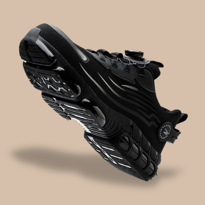Reinforced-Toe Safety Shoes colour range flat lay