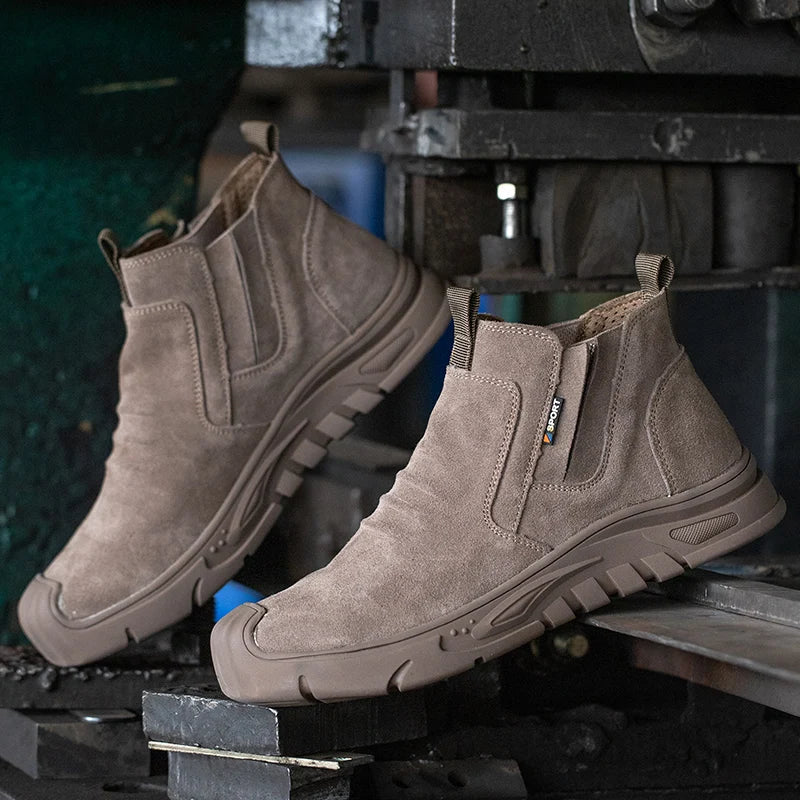 Reinforced-Toe Slip-On Work Boots elastic side panel detail