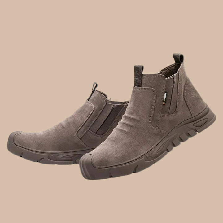 Reinforced-Toe Slip-On Work Boots colour range flat lay