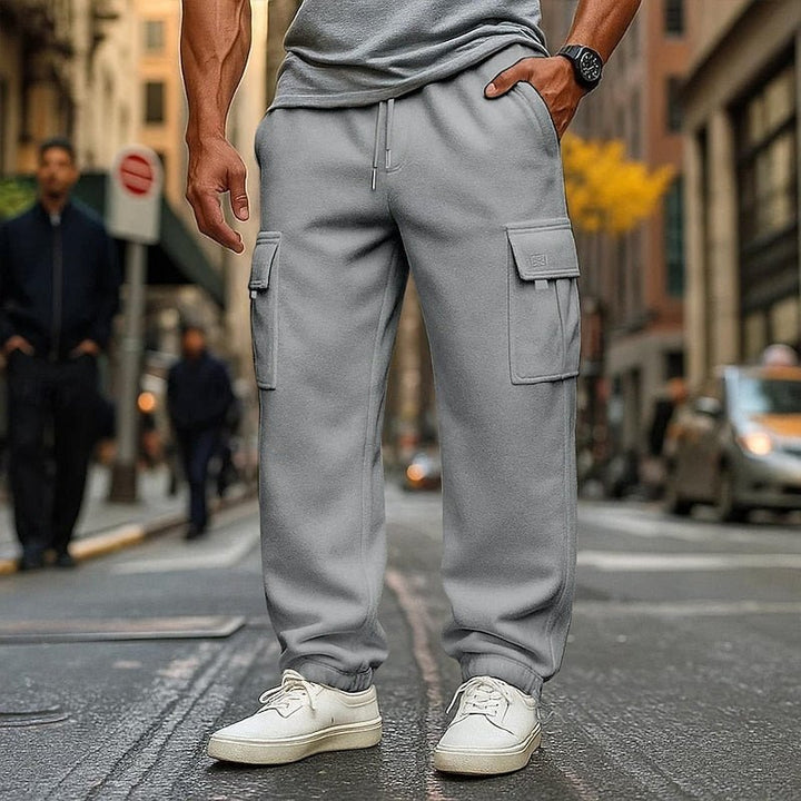 Light Gray Cargo Joggers front view