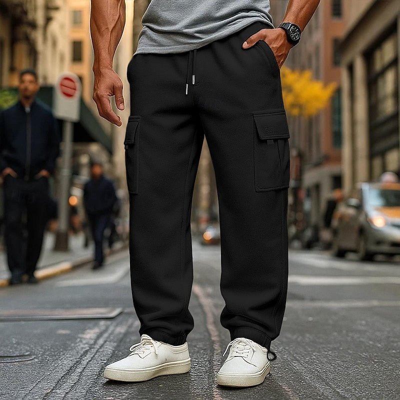 Black Cargo Joggers front view