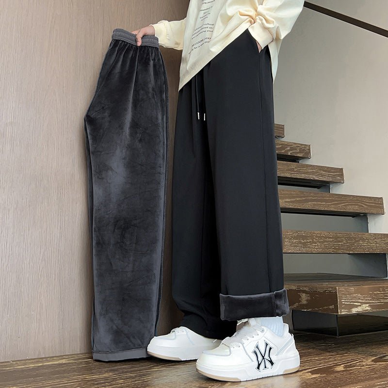 Black Relaxed Fleece Pants side view