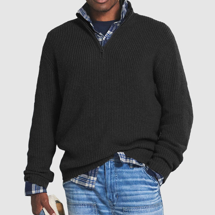 Relaxed Rib-Knit Quarter-Zip Sweater alternate view 2
