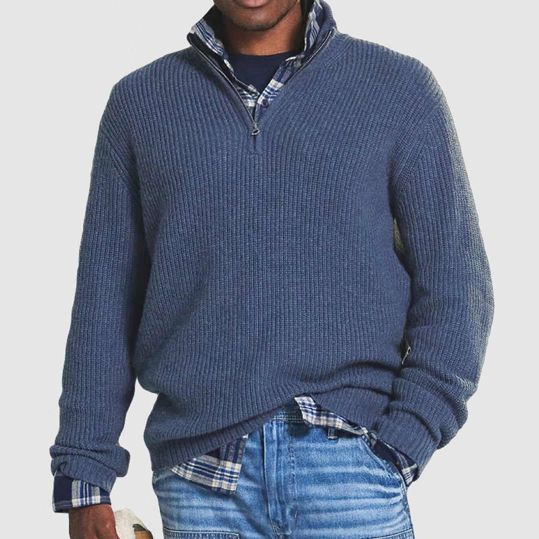 Relaxed Rib-Knit Quarter-Zip Sweater alternate view 3