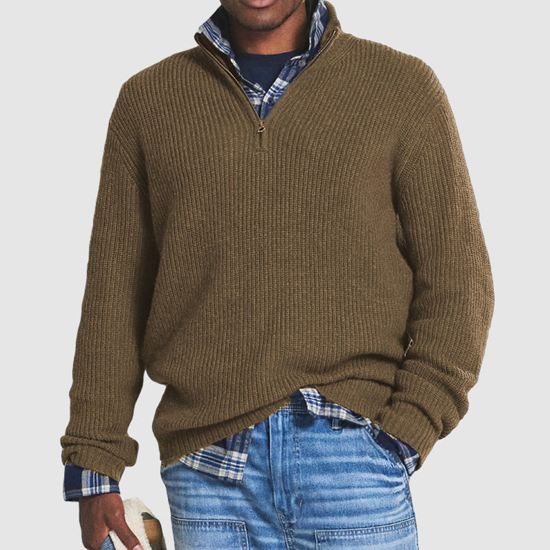Relaxed Rib-Knit Quarter-Zip Sweater alternate view 4