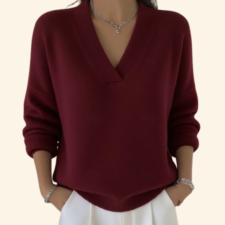 Green V-Neck Sweater front view