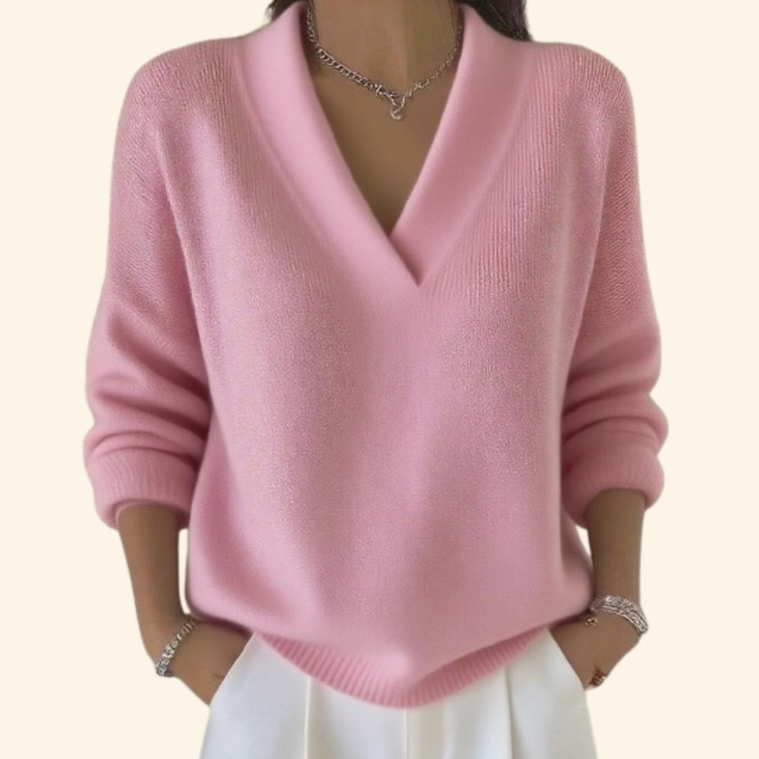 Orange V-Neck Sweater detail view
