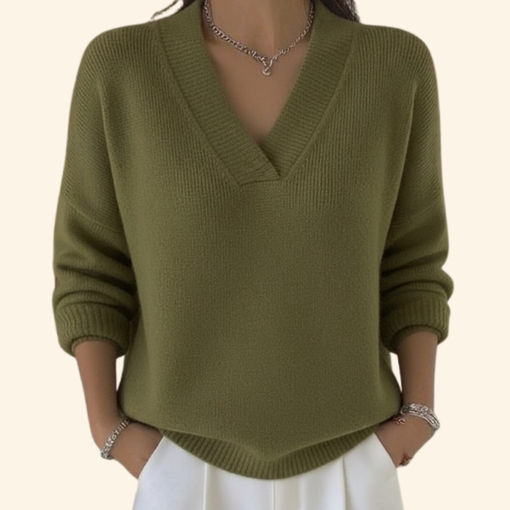 Pink V-Neck Sweater detail view