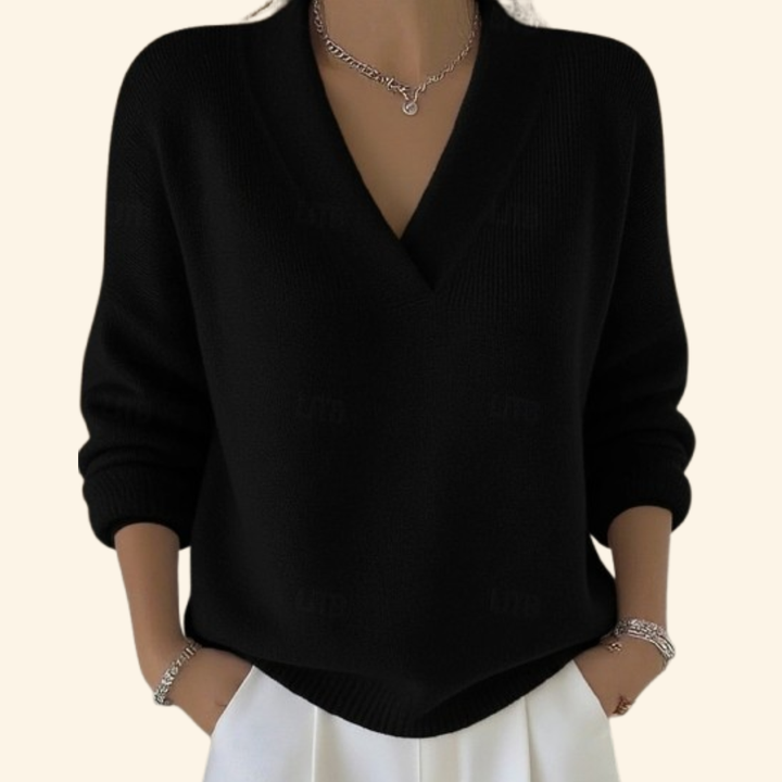 Red V-Neck Sweater detail view