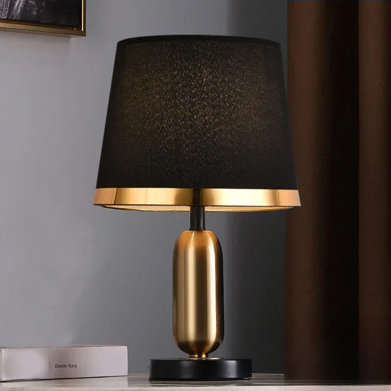 Black Retro Brass Table Lamp on nightstand