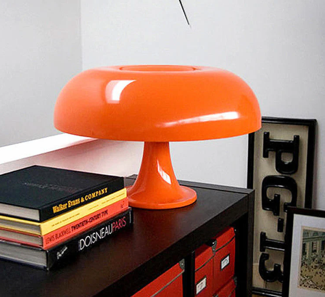 Orange Retro Mushroom Table Lamp side view
