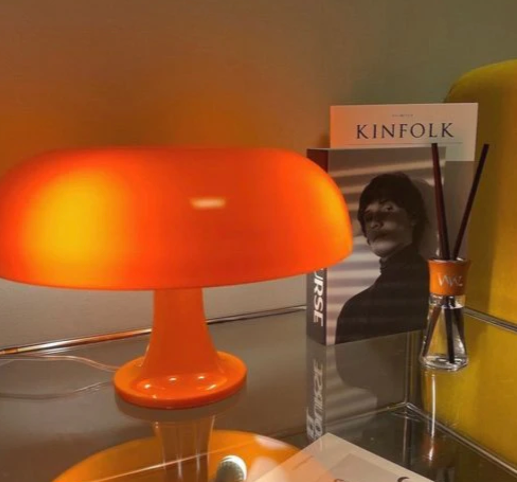Orange Retro Mushroom Table Lamp close-up