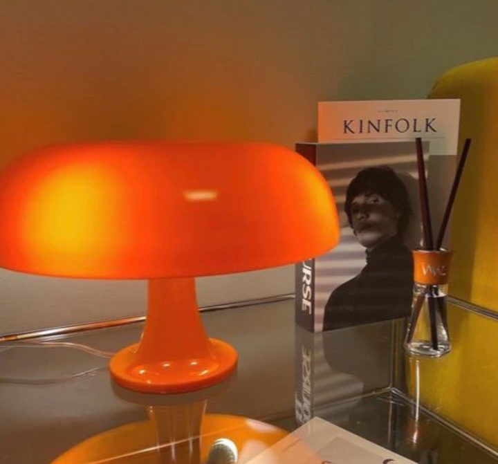 Orange Retro Mushroom Table Lamp close-up