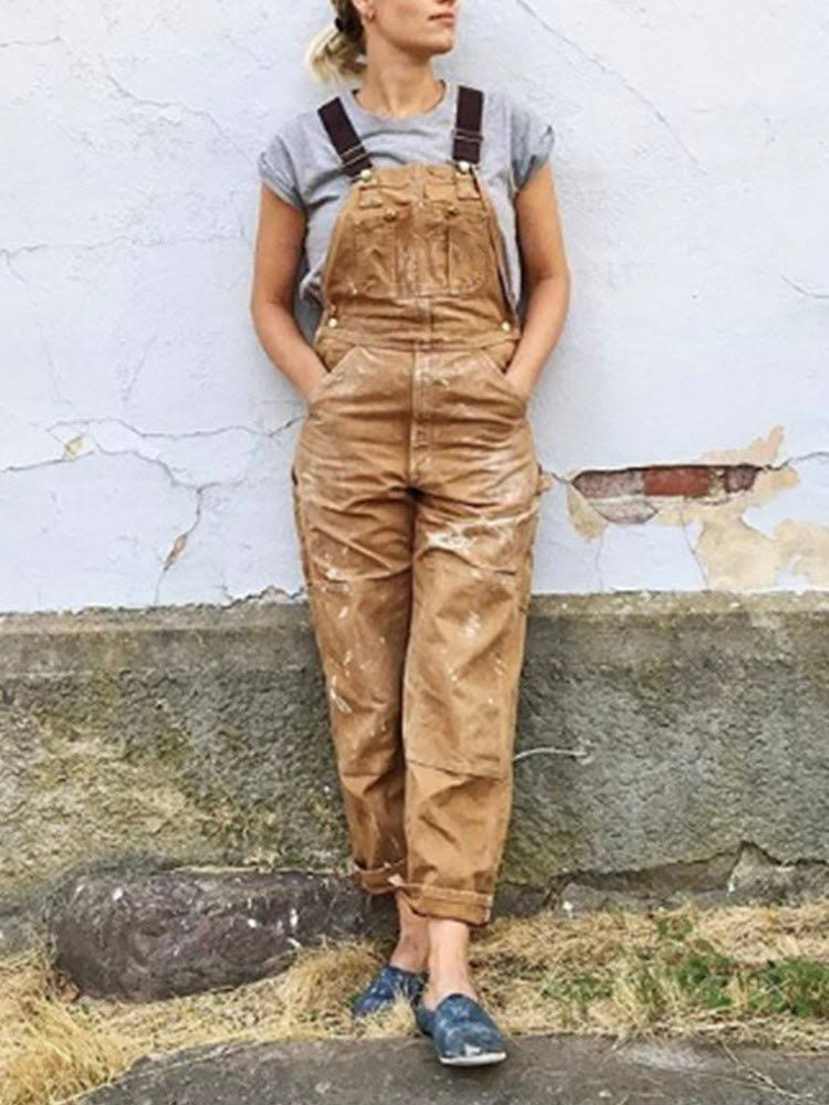 Orange Retro Utility Overalls worn lifestyle