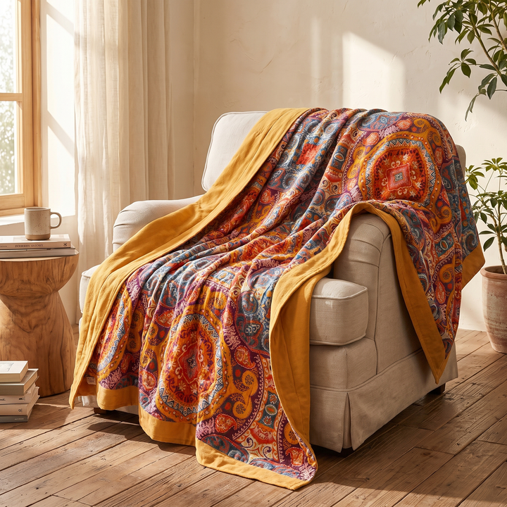 Reversible Cotton Cooling Throw Blanket front view