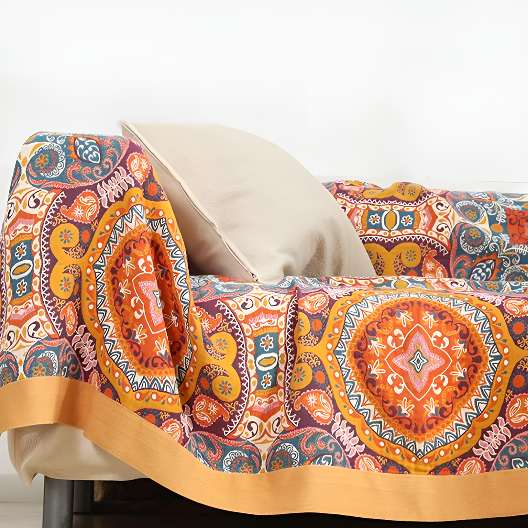 Reversible Cotton Cooling Throw Blanket folded flat lay
