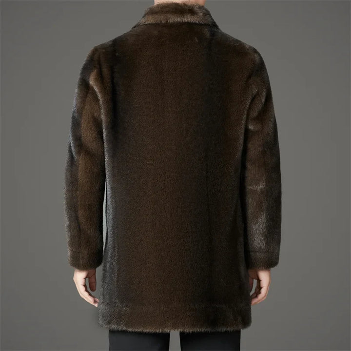 Reversible faux fur coat with lapel collar, product view 10