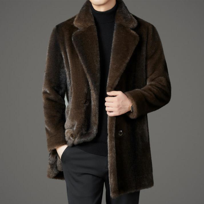 Reversible faux fur coat with lapel collar, product view 11