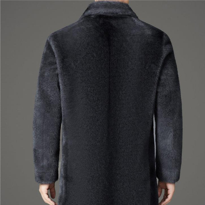 Reversible faux fur coat with lapel collar, product view 3