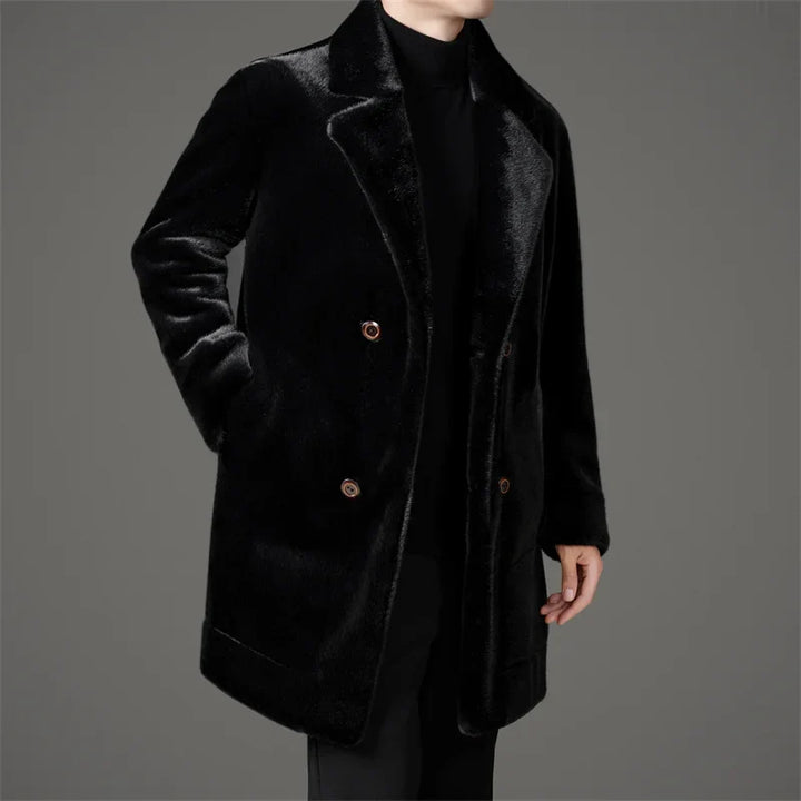 Reversible faux fur coat with lapel collar, product view 8