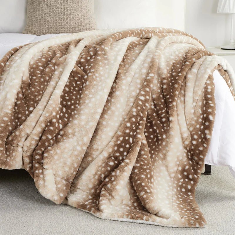 Reversible Faux Fur Deer Blanket alternate view 3